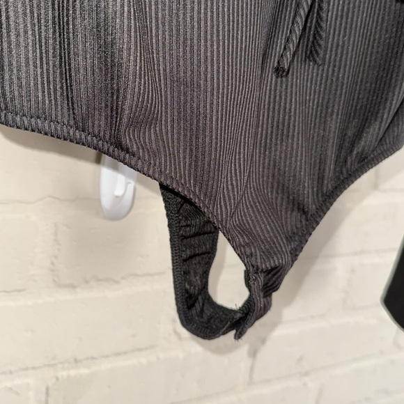 Free People bodysuit black tie ribbed small long sleeve Intimately stretch - Picture 3 of 3
